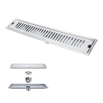 Ralo Linear 50cm Inox Anti Odor Anti Inseto Banheiro Lavabo Area Externa Quintal Resistente Higienico Seguro