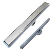 Ralo Linear 5x50 Grelha Inox Polida Invisivel e Piso Tela Cinza