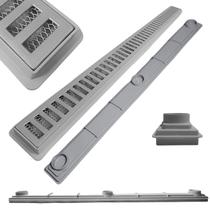 Ralo Linear 5x70 Alumínio Cinza Coletor Raso 3cm Banheiro Cinza Ralo Linear 5x70 Alumínio Cinza Coletor Raso 3cm Banheiro Cinza