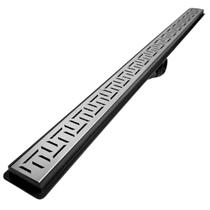 Ralo Linear 5x90 Banheiro Inox Oriente Coletor Preto Saídas 40mm com Tela (5cm x 91cm)