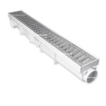 Ralo Linear 6x50 Alumínio com Tela Coletor Branco Sequencial Saídas de 40mm Borda Piscina