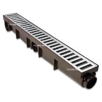 Ralo Linear 6x50 Alumínio com Tela Coletor Marrom Sequencial Saídas de 40mm Borda Piscina