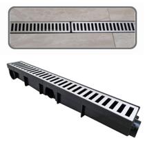 Ralo Linear 6x50 de Alumínio e Caixa Coletora Preta Quintal Jardim Borda de Piscina Ralo Linear 6x50 de Alumínio e Caixa Coletora Preta Quintal Jardim Borda de Piscina