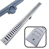 Ralo Linear Abre Fecha 5x70 Inox 304 Coletor Cinza Sifonado Banheiro