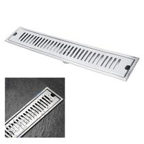 Ralo Linear Aço Inox 40cm Banheiro Area Externa Anti Odor Anti Inseto Lavabo Quintal Piscina Higienico Seguro Resistente