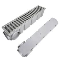 Ralo Linear Aluminio 10x50 com Tela e Coletor de Escoamento Cinza Saídas de 75mm