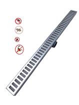 Ralo Linear Alumínio 5x70cm Anti Insetos Sifonado Para Banheiros Cinza