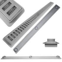 Ralo Linear Alumínio Cinza 5cm x 90cm Coletor Raso 3cm Cinza