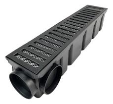 Ralo Linear Alumínio Preto 10x100cm com Tela e Caixa Coletora 2 Peças 10x50cm