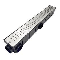 Ralo Linear Banheiro 6x50 Inox Abre Fecha com Coletor Preto Sifonável