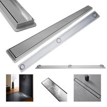 Ralo Linear Banheiro Apartamento Tampa de Inox Oculta 80cm x 5cm Raso Cinza Ralo Linear Banheiro Apartamento Tampa de Inox Oculta 80cm x 5cm Raso Cinza