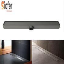 Ralo Linear Banheiro Oculto 7x50 Invisível Sifonado Saída DN 50mm Cinza