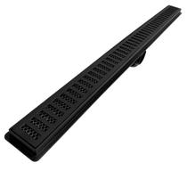 Ralo Linear Banheiro Seca Box 5x80 Alumínio Preto Fosco com Tela