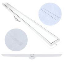 Ralo Linear Banheiro Seca Box 5x80 Oculto Plástico Coletor Branco com Sifão (5cm x 81cm)