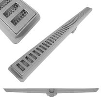 Ralo Linear Cinza 60cm x 5cm Alumínio Vazado com Coletor Cinza Saídas 40mm com Tela (5cm x 61cm)