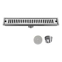 Ralo Linear Com Grelha Em Aço Inox 50x10cm Banheiro Garagem