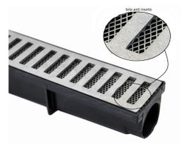 Ralo Linear Grelha em Aluminio 6x50 com caixa coletora + Tela Anti inseto Sifonado escoamento de agua quintal piscina - Kortiz