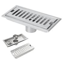 Ralo Linear Grelha Pluvial 20cm Aço Inox Caixa Coletora Saída Baixa