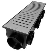 Ralo Linear Inox 304 modelo 15x50 Sistema Abre Fecha com Coletor Modular Preto 11 Saídas