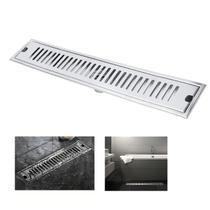 Ralo Linear Inox 40cm Banheiro Lavabo Area Externa Anti Odor Anti Inseto Piscina Quintal Seguro Resistente Higienico