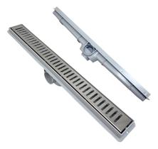 Ralo Linear Inox 5x50 Com Tela Anti Insetos E Coletor Cinza