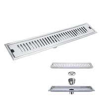 Ralo Linear Inox 60cm Anti Odor Anti Inseto Banheiro Area Externa Higienico Lavabo Quintal Resistente Seguro