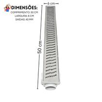 Ralo Linear Inox 6x50 Raio com Tela Coletor Branco Sequencial Ralo Linear Inox 6x50 Raio com Tela Coletor Branco Sequencial