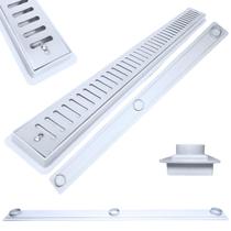 Ralo Linear Inox Abre Fecha 5cm x 80cm Coletor Raso 3cm Branco Ralo Linear Inox Abre Fecha 5cm x 80cm Coletor Raso 3cm Branco