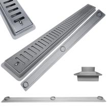 Ralo Linear Inox Abre Fecha 5cm x 80cm Coletor Raso 3cm Cinza