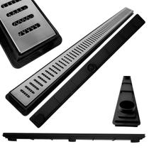 Ralo Linear Inox Palito Polido 5cm x 70cm Coletor Raso 3cm Preto