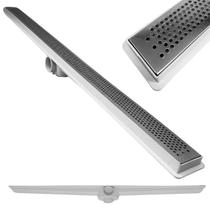 Ralo Linear Inox Polido 60cm x 5cm Perfurado Bolinha com Coletor Branco Saídas 40mm com Tela (5cm x 61cm) Ralo Linear Inox Polido 60cm x 5cm Perfurado Bolinha com Coletor Branco Saídas 40mm com Tela (5cm x 61cm)