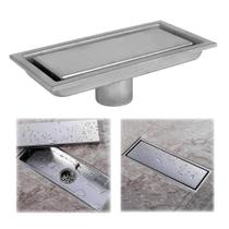 Ralo Linear Oculto 20Cm Inox Banheiro Anti Inseto Seguro