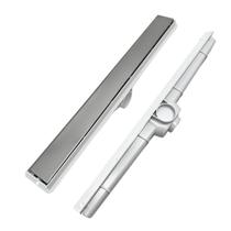 Ralo Linear Oculto 5cm x 50cm Inox com Tela e Cocho Branco