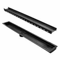 Ralo Linear Oculto 80x6cm com Saída Vertical Central Preto Ralo Linear Oculto 80x6cm com Saída Vertical Central Preto
