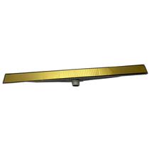 Ralo Linear Oculto Dourado 5x70cm Com tampa Aço Inox Fineza