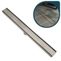 Ralo Linear Oculto Inox Invisivel Duplo Retangular 50cm Nao É Pvc Ralo Para Banheiro Tampa Oculta Piso Porcelanato Aço Inox 304 50x5cm