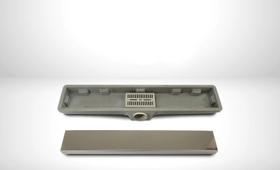 Ralo linear oculto invisível composto em fibra 10x50 cm tampa em aço inox