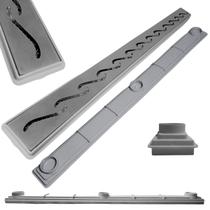 Ralo Linear para Banheiro Apartamento Inox 304 Ondas 70cm x 5cm Cocho Raso Cinza