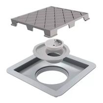 Ralo Linear Quadrado Tampa Oculta Pvc 15x15cm Novii