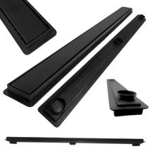 Ralo Linear Raso Oculto Preto Fosco 5cm x 90cm Coletor Raso 3cm Ideal Laje Banheiro Apartamento