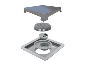 Ralo Linear Tampa Inox com Base em PVC Square 15x15
