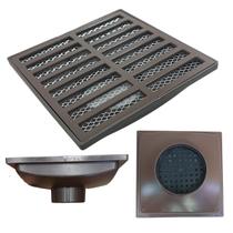 Ralo Marrom 20x20 Aluminio Reta Saída 3 Polegadas - 75mm com Dupla Tela Anti Insetos