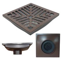 Ralo Marrom Anti Cheiro 20x20 Aluminio Concavo Saída 100mm Sifonado e Tela Anti Insetos