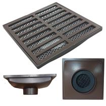 Ralo Marrom Anti Cheiro 20x20 Aluminio Reta Saída 100mm Sifonado e Tela Anti Insetos