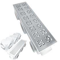 Ralo Modular Inox 304 Dubai 15x50 Sequencial Placa Anti Inseto Anti Resíduo Branco Ralo Modular Inox 304 Dubai 15x50 Sequencial Placa Anti Inseto Anti Resíduo Branco