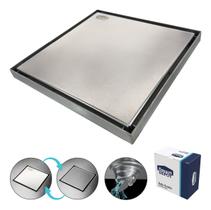 Ralo Oculto De Aço Inox Escovado Quadrado Tampa Invisível Sem Borda 20x20cm Smart Depot Ralo Oculto De Aço Inox Escovado Quadrado Tampa Invisível Sem Borda 20x20cm Smart Depot