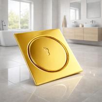 Ralo Oculto Dourado 10x10 Click Inox Pressão Anti Odor Vedação Silicone Luxo / Veda Cheiro e Insetos