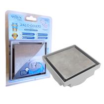 Ralo Oculto Duplo 10cm x 10cm da Flvx Hidro com Tampa de INOX e Base Plástica ROD10 IN PLA