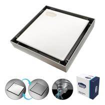 Ralo Oculto Invisível 10x10cm Inox Escovado