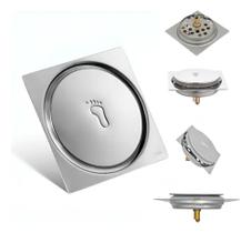 Ralo Oculto Invisível Click Pop Up Quadrado em Aço Inox 10x10cm